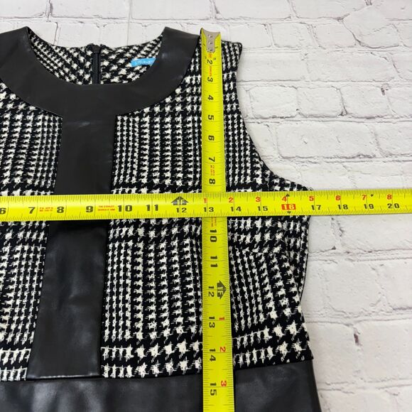 J. McLaughlin Fit & Flare Sleeveless Dress Size Medium Houndstooth C019 -3 - Picture 3 of 14